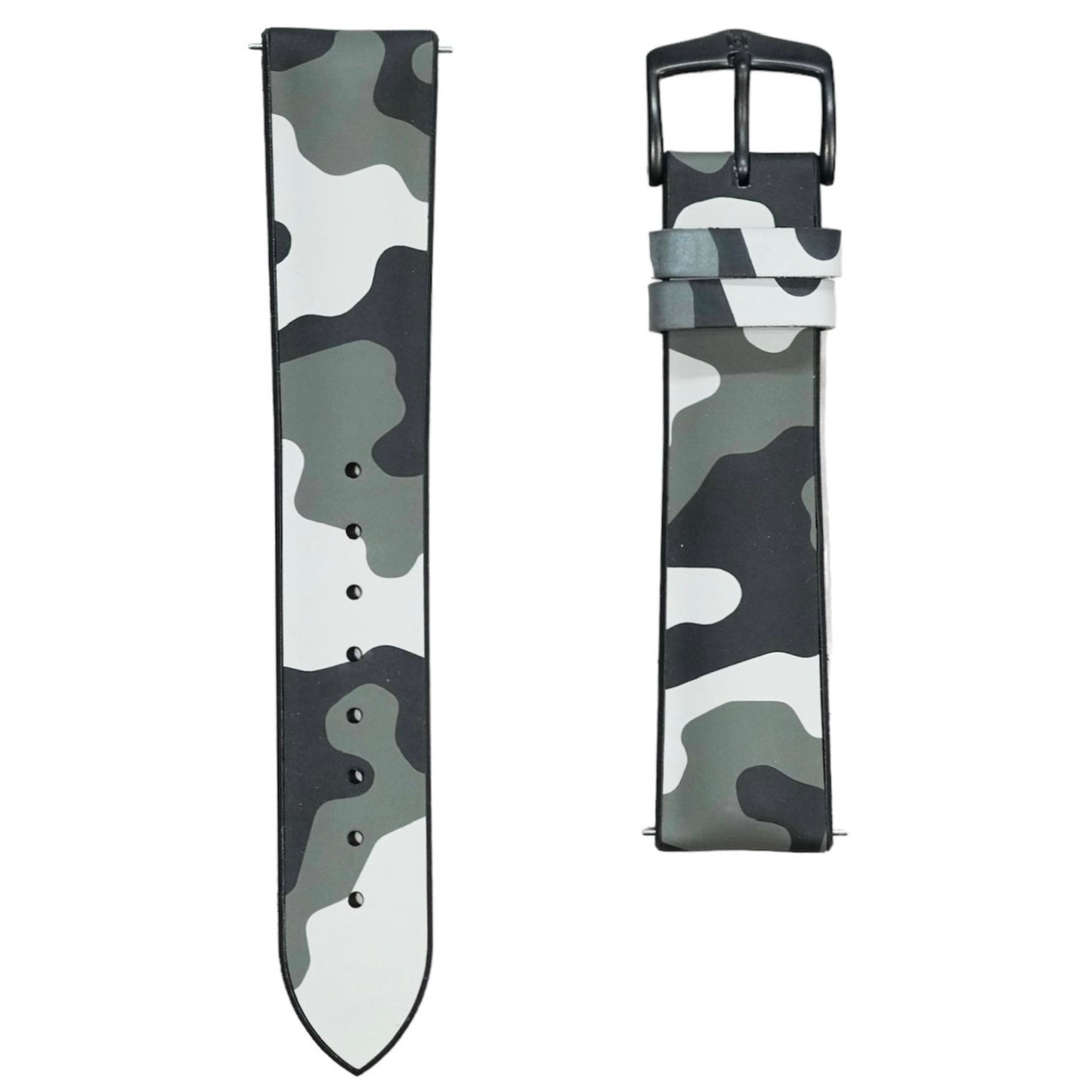 Hirsch JOHN Natural Rubber Performance Watch Strap in GREY CAMOUFLAGE