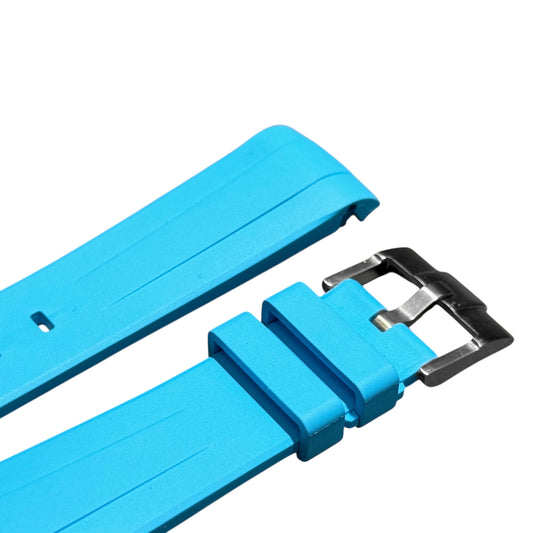 62M - Miami blue 20mm curve end FKM rubber strap