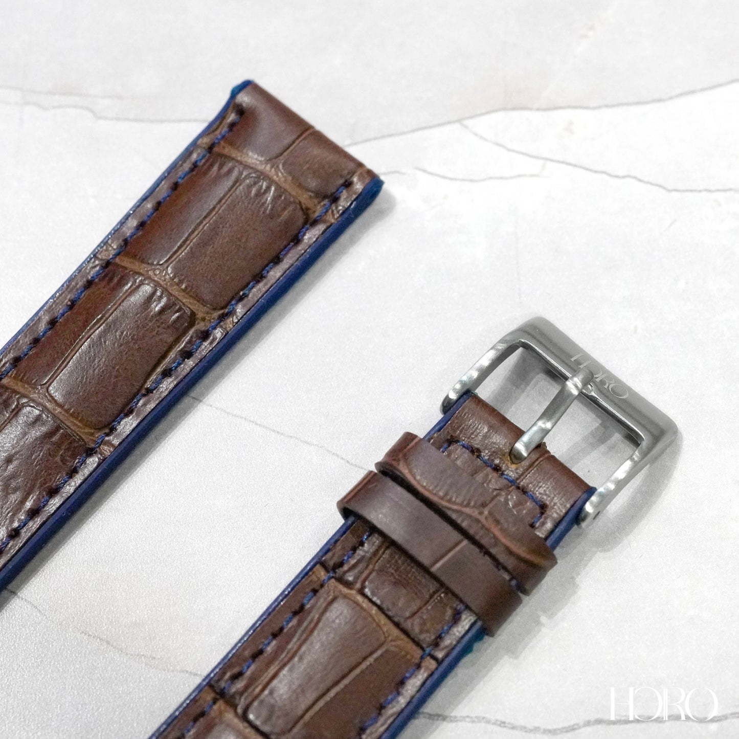 59X - Calf/silicone rubber strap Blue Brown