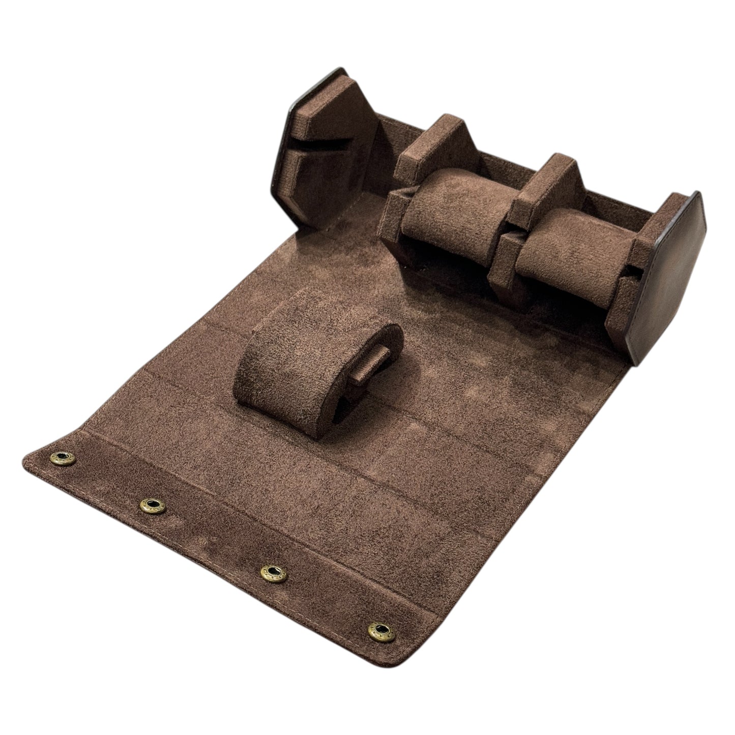 Hexagon Brown calf leather travel case for 3 watches