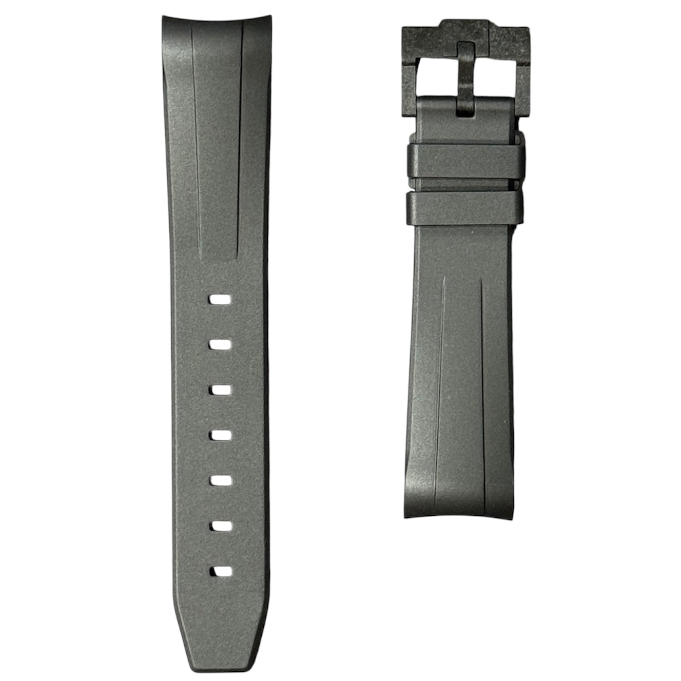 60M - Black Curve end Rubber strap