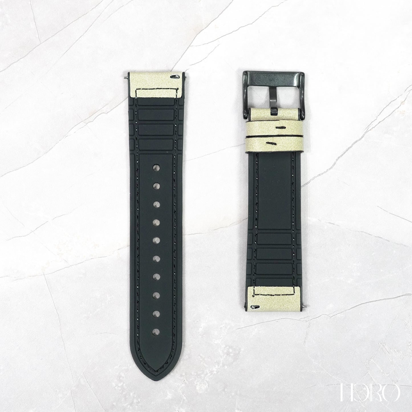 50R - Calf leather/Silicone rubber strap Beige