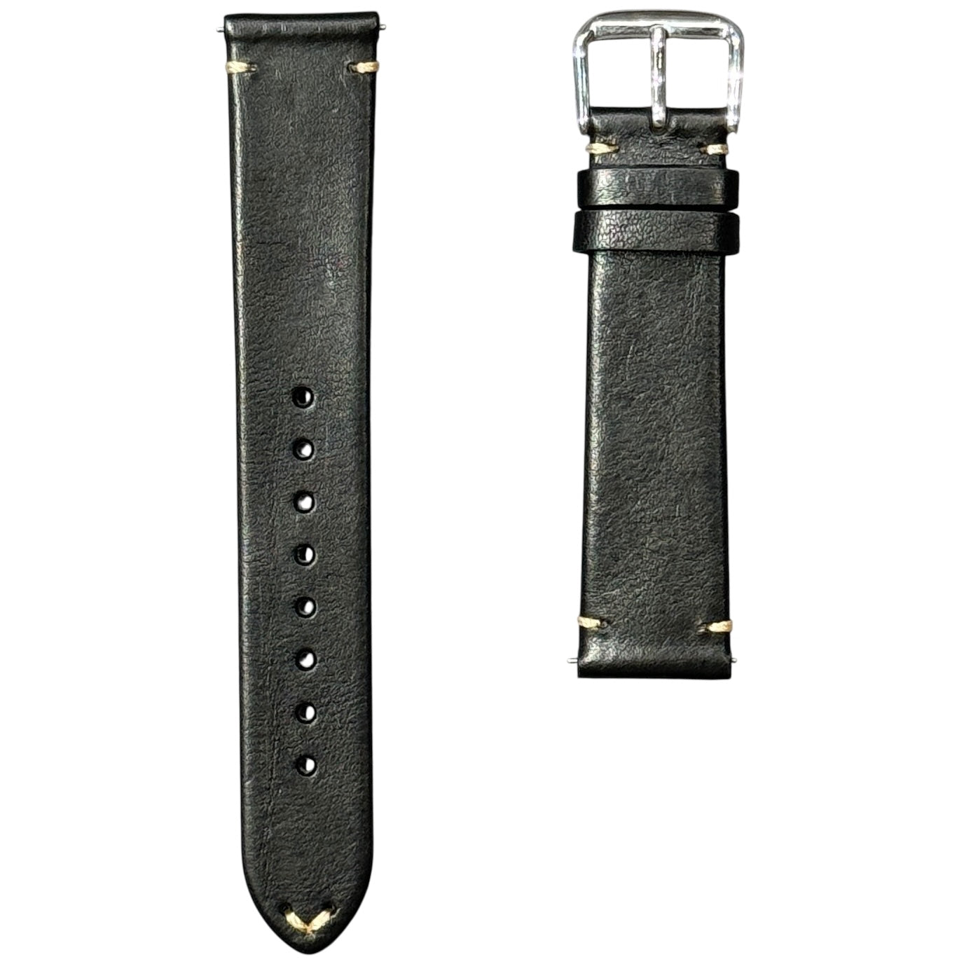 102 - Vintage calf leather strap Black