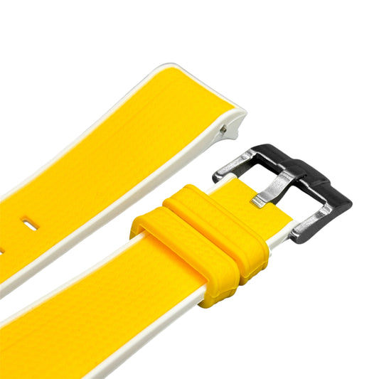 61M - Yellow/White Rubber strap