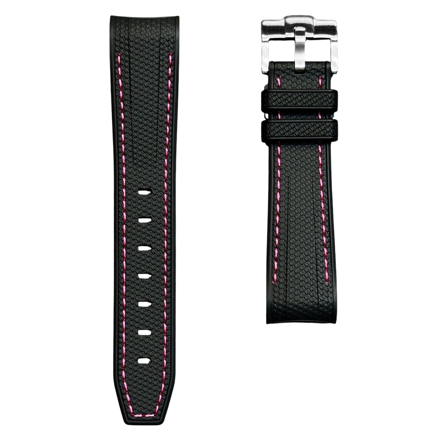 61M - Rubber strap Black with pink stitching
