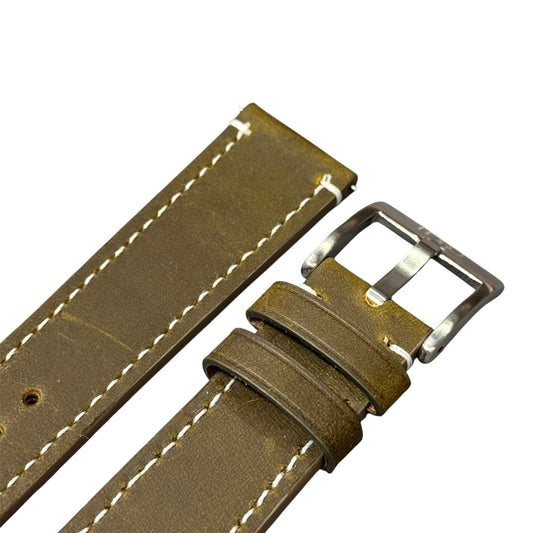 M20 - Olive Green Calf strap with white stitching
