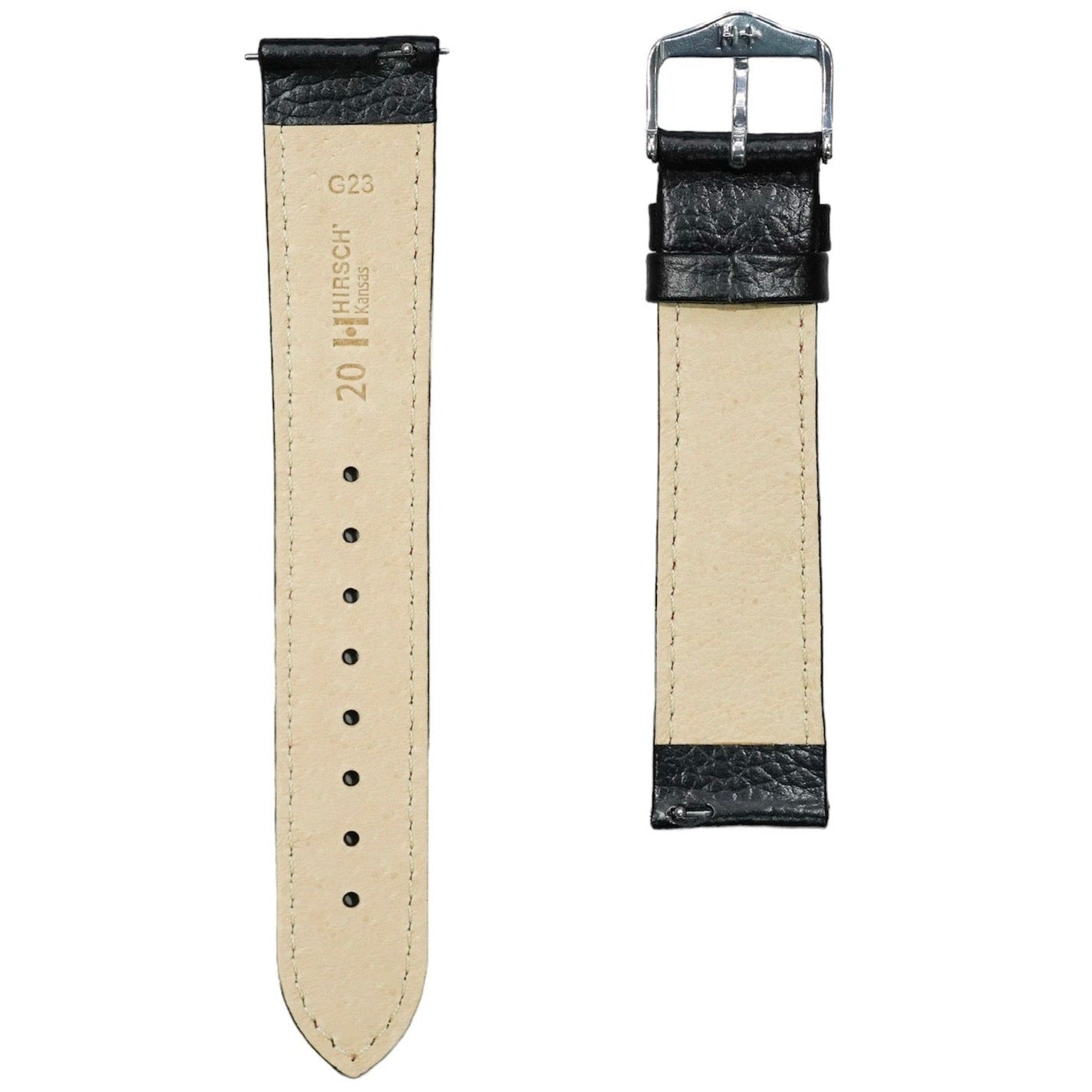 Hirsch KANSAS Buffalo Embossed Calf Leather Watch Strap in Black & Red
