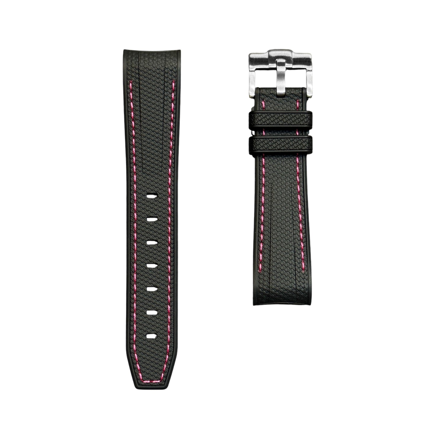 🎁 61M - Rubber strap Black with pink stitching (100% off)