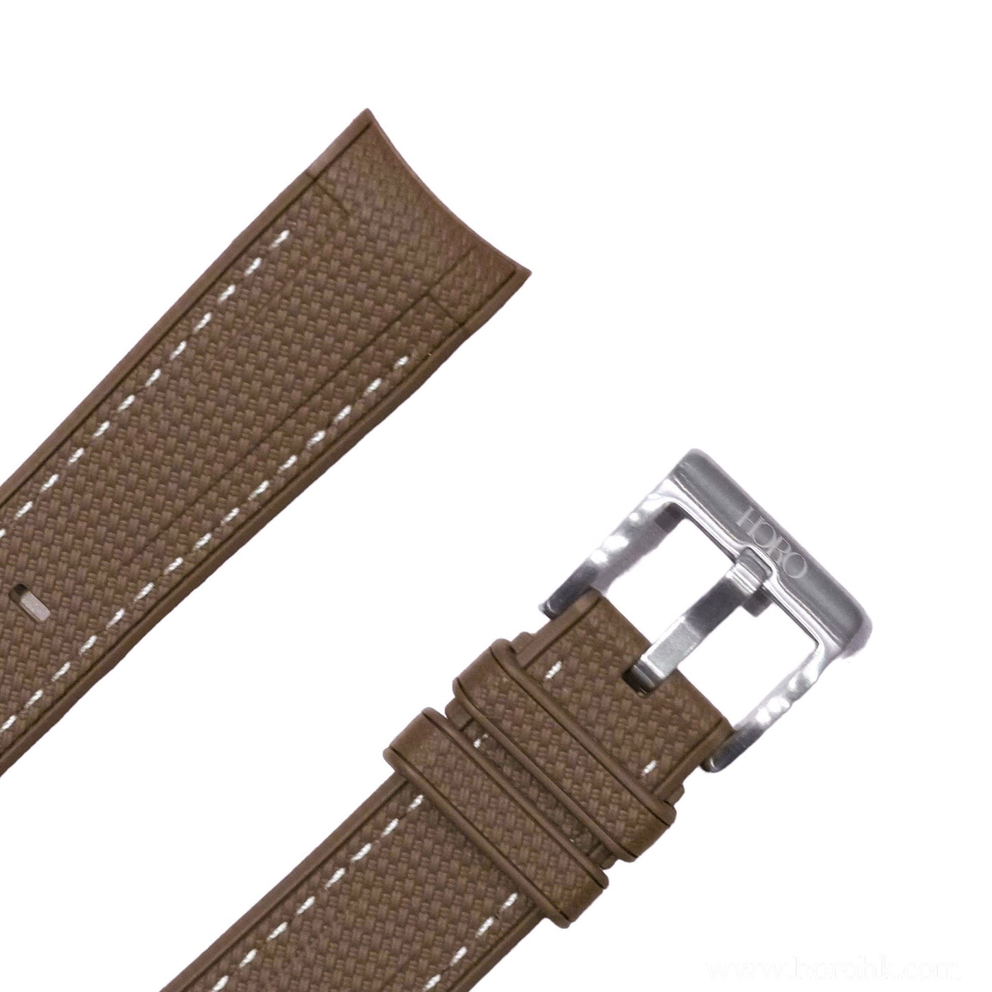 61M - Rubber strap brown with white stitching