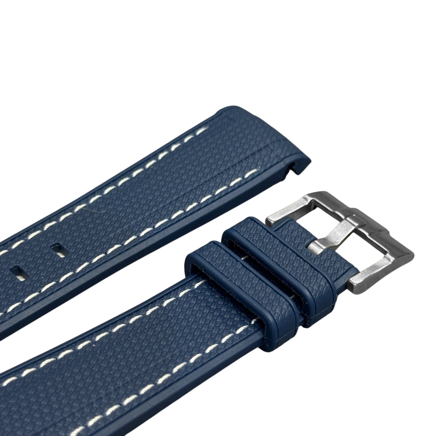 🎁 61M - Rubber strap Navy blue with white stitching (100% off)