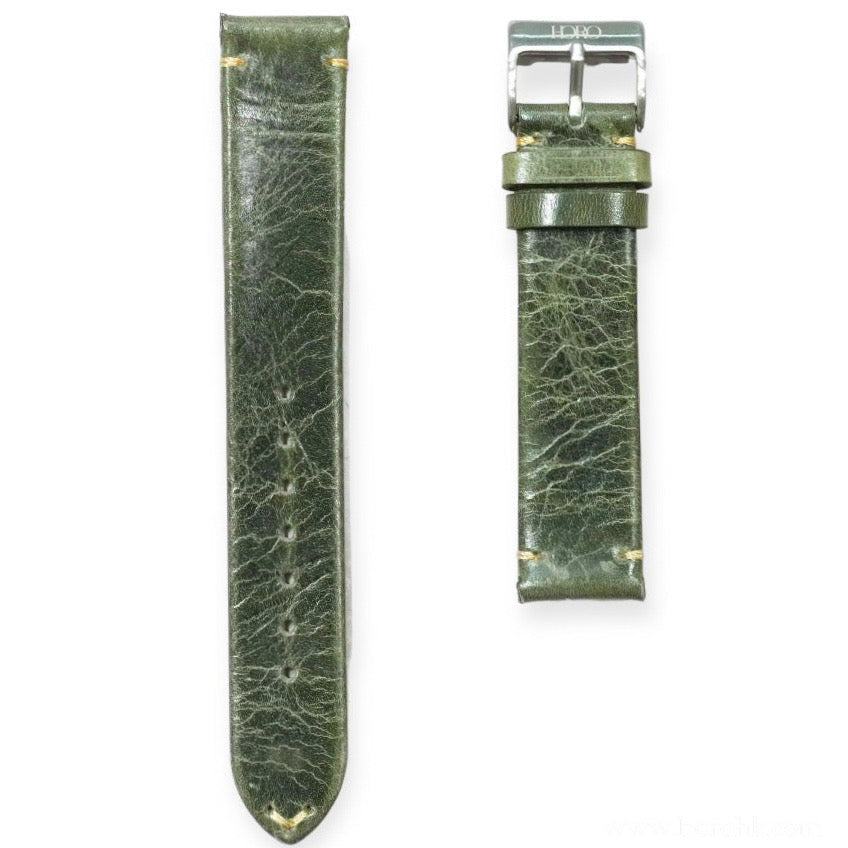 102 - Vintage calf leather strap Green