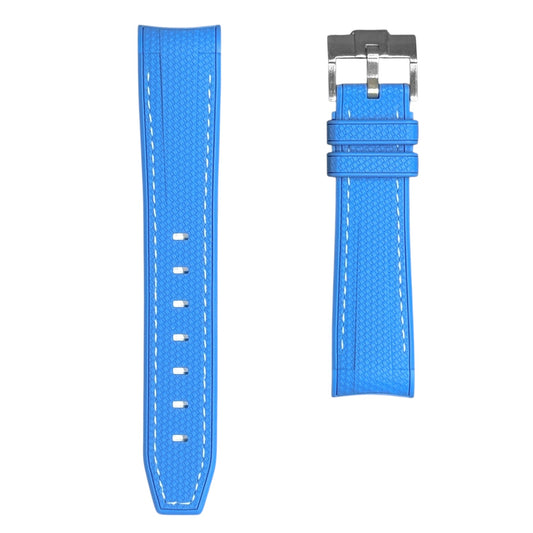 61M - Rubber strap Blue with white stitching