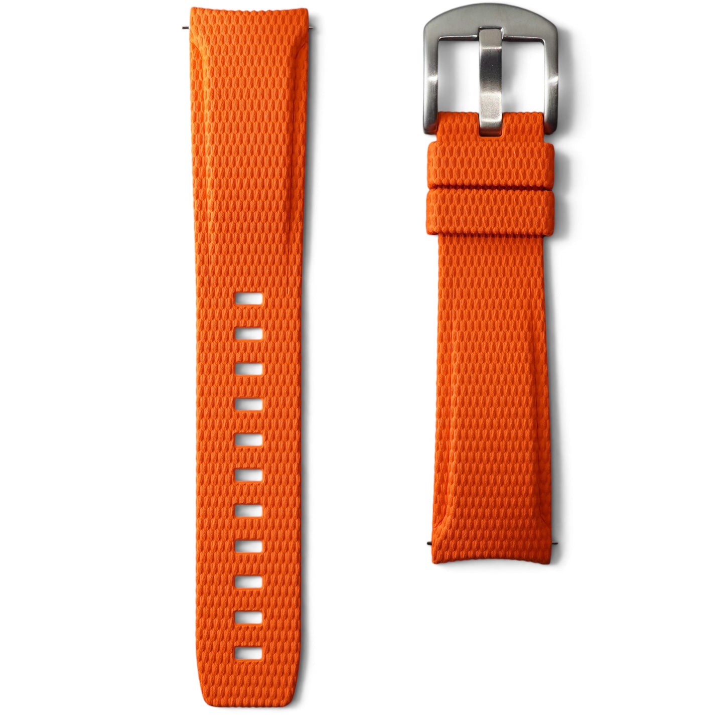 389 - Orange Curve end weave FKM Rubber strap