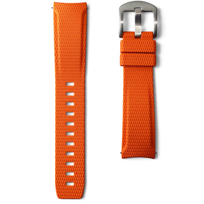 389 - Orange Curve end weave FKM Rubber strap