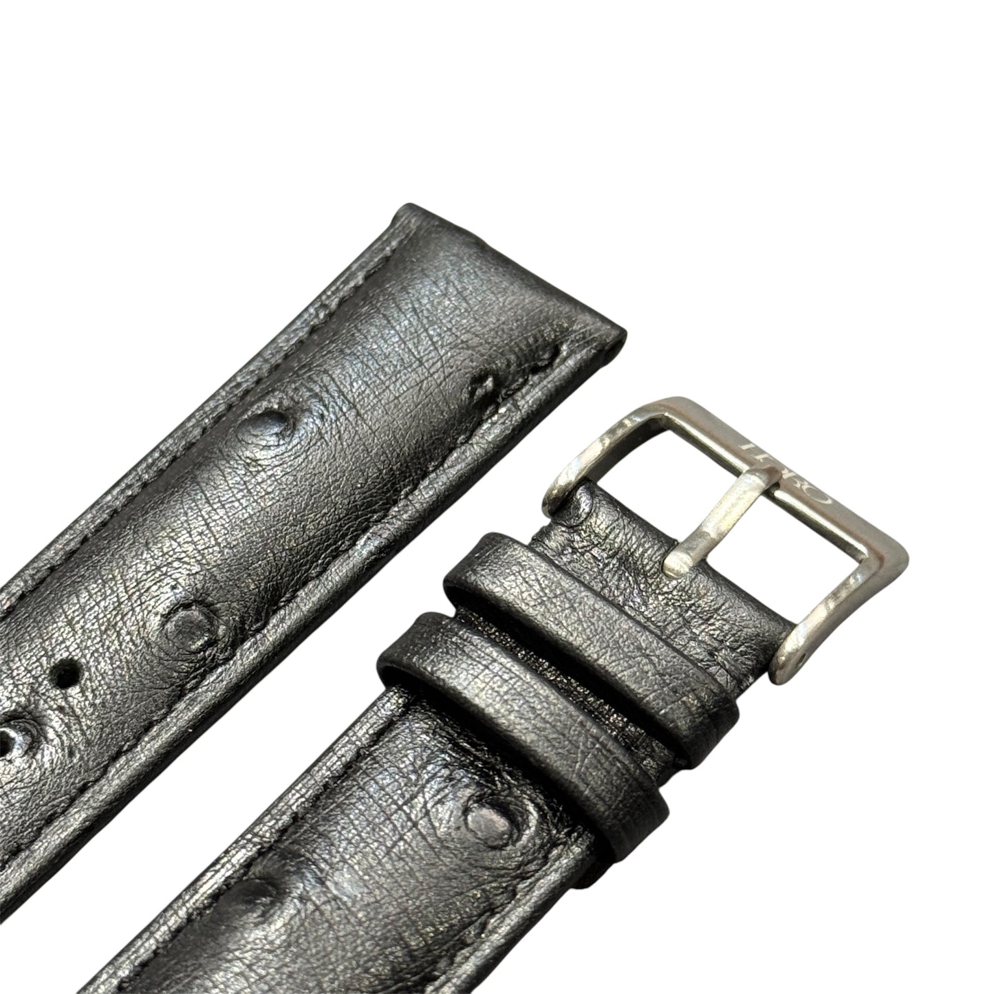 12A -  Black Ostrich print Genuine Leather strap