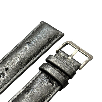 12A -  Black Ostrich print Genuine Leather strap