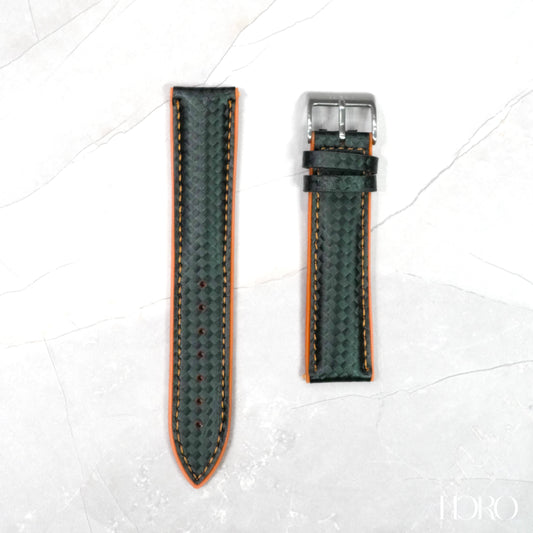 69M - Calf/silicone rubber strap Orange Black