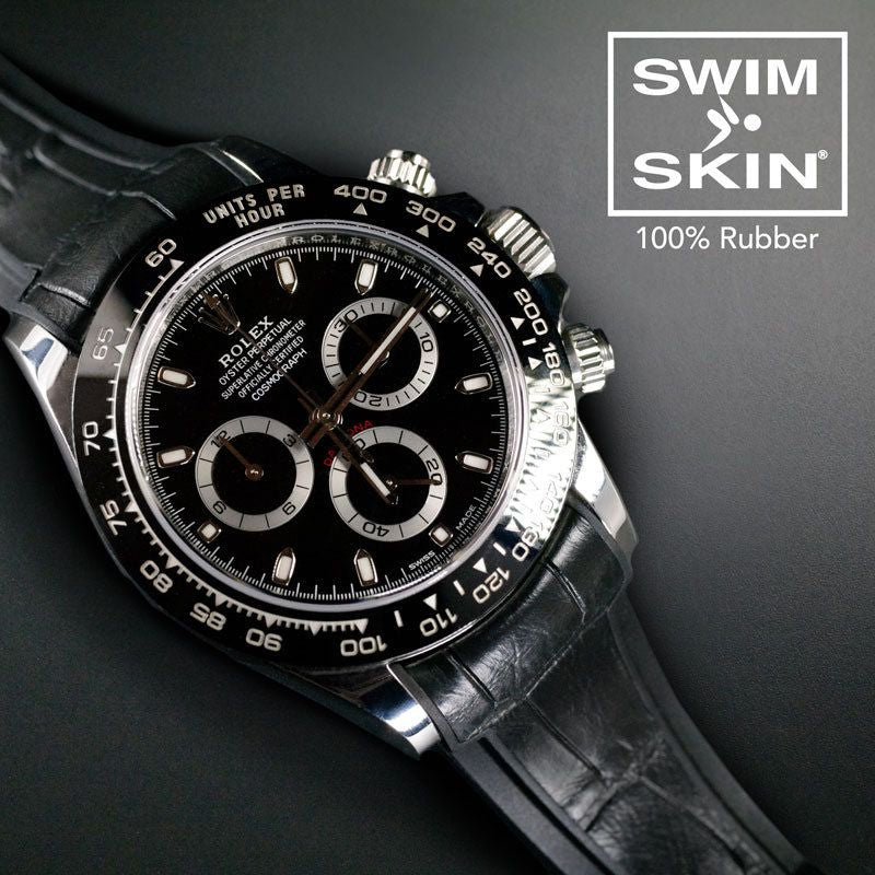 Rubber Strap for Rolex Daytona/GMT on Oyster Bracelet - SwimSkin® Alligator