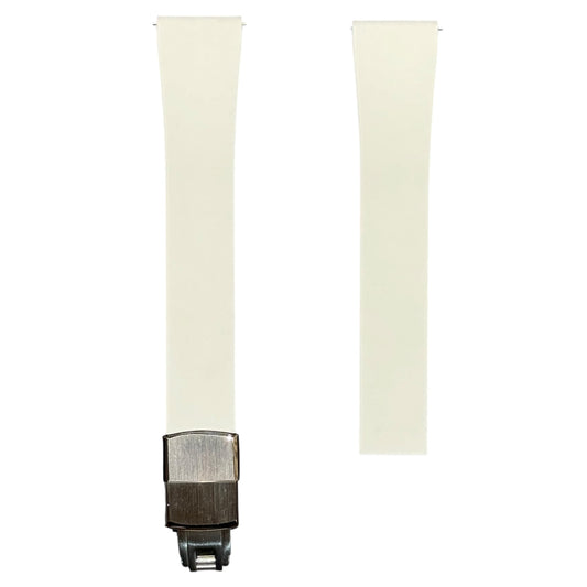 610 - White Adjustable FKM Rubber strap with clasps