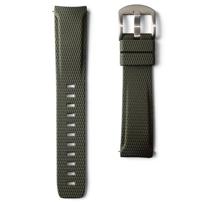 389 - Military green Curve end weave FKM Rubber strap
