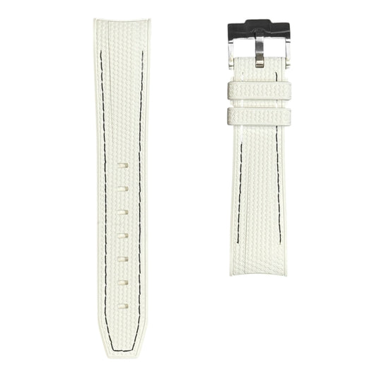 61M - Rubber strap White with black stitching