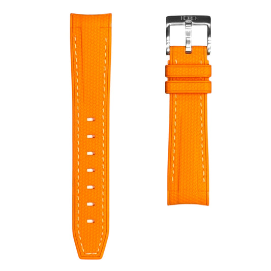 🎁 61M - Rubber strap Orange with white stitching (100% off)
