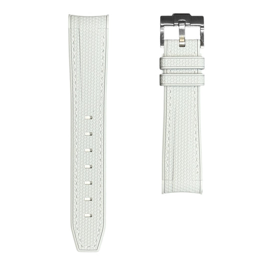 🎁 61M - Rubber strap Light Grey with white stitching (100% off)