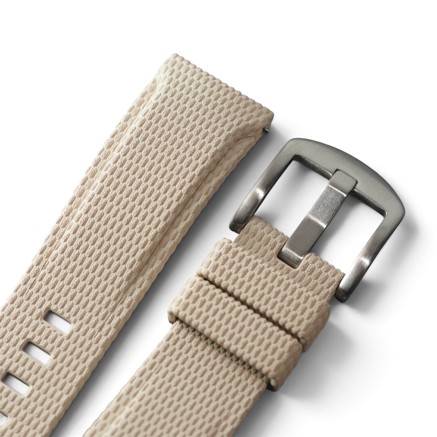 389 - Beige Curve end weave FKM Rubber strap
