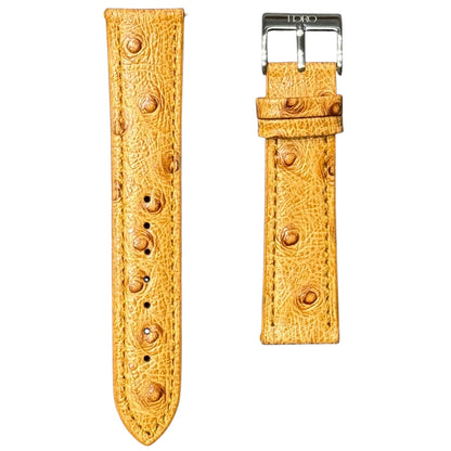 12A -  Golden Brown Ostrich print Genuine Leather strap
