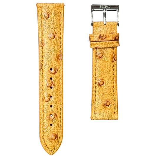12A -  Golden Brown Ostrich print Genuine Leather strap