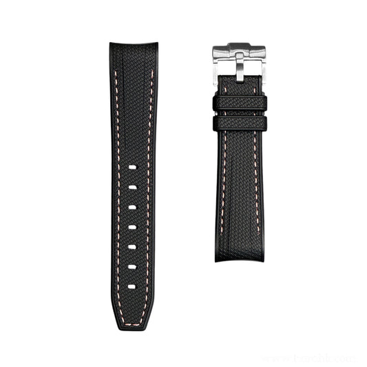 🎁 61M - Rubber strap Black with light pink stitching (100% off)