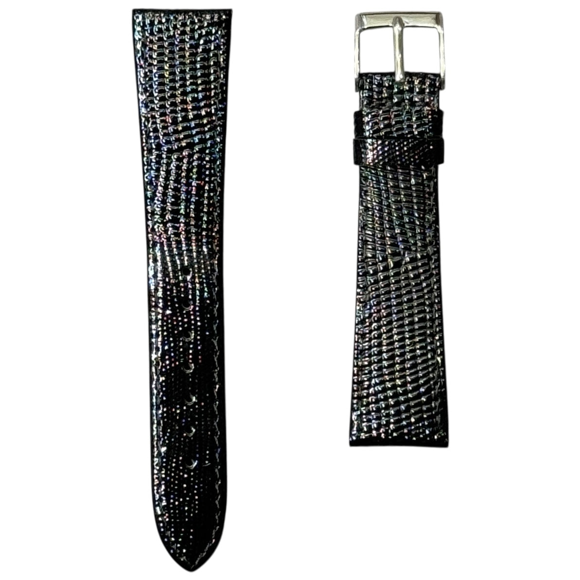 9A - Shiny Black Genuine leather strap(Lizard print)