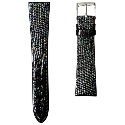 9A - Shiny Black Genuine leather strap(Lizard print)