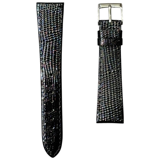 9A - Shiny Black Genuine leather strap(Lizard print)