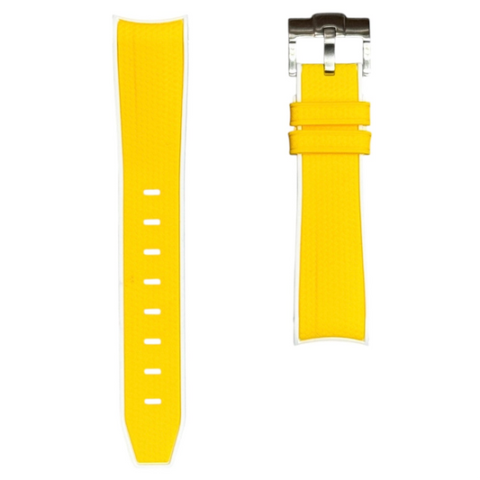🎁 61M - Yellow/White Rubber strap (100% off)