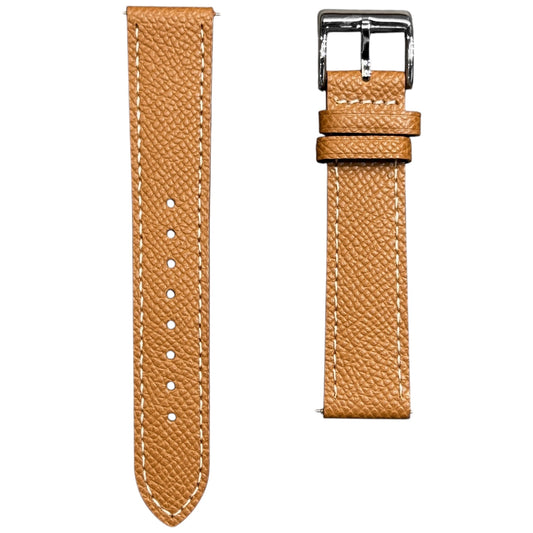 258D - Golden brown Epsom strap with white stitching