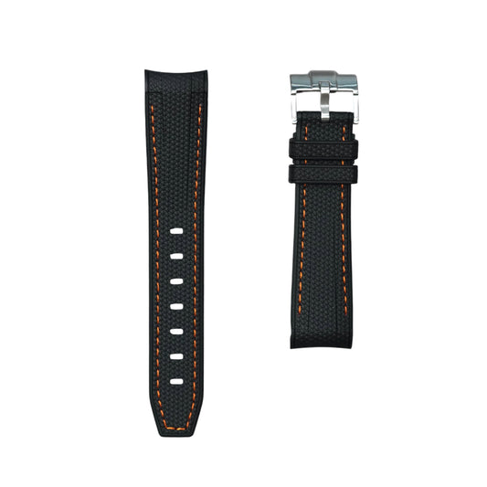 🎁 61M - Rubber strap Black with orange stitching (100% off)