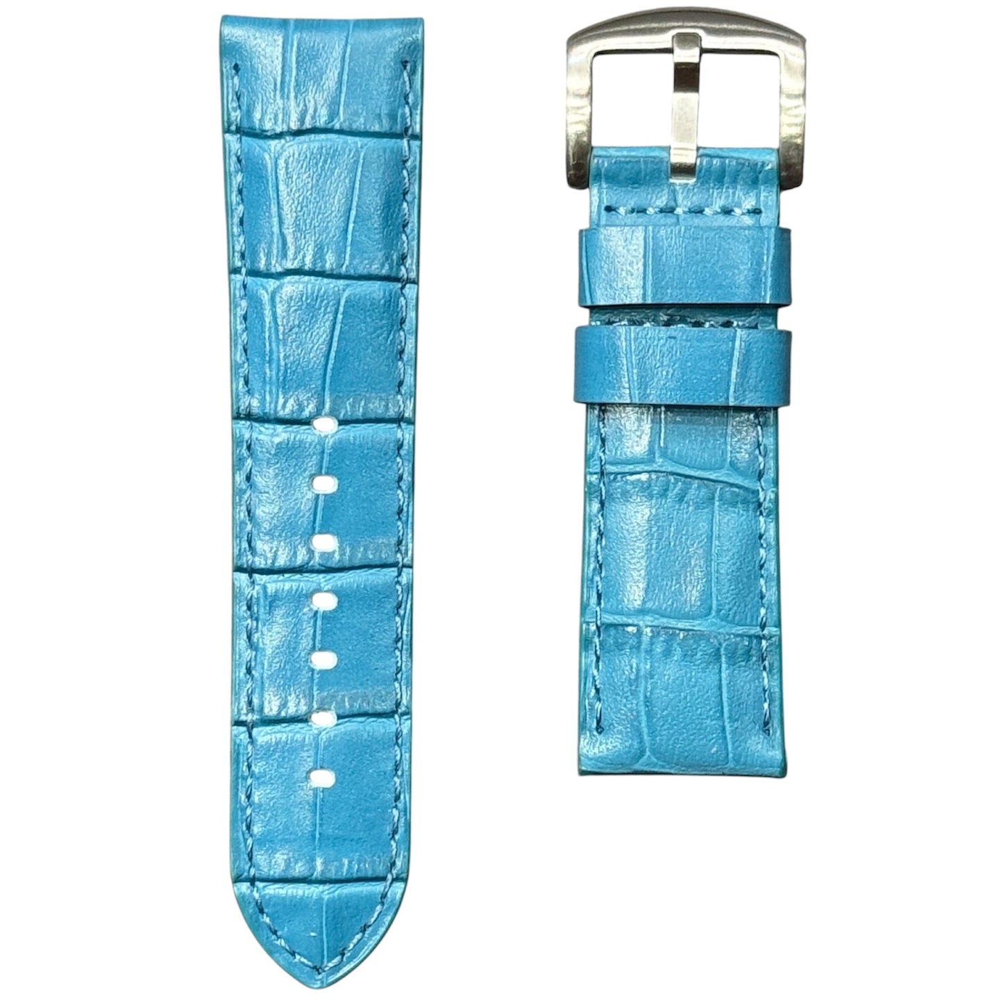 4A -  Aqua blue Genuine leather strap