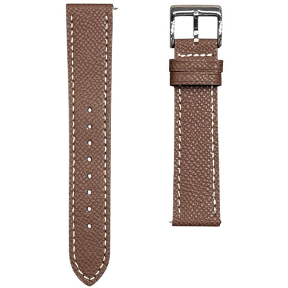 258D - Choco Epsom strap with white stitching