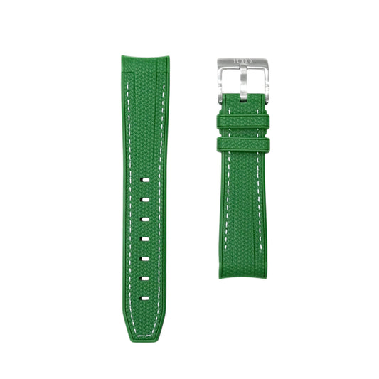 🎁 61M - Rubber strap Forest Green with white stitching (100% off)