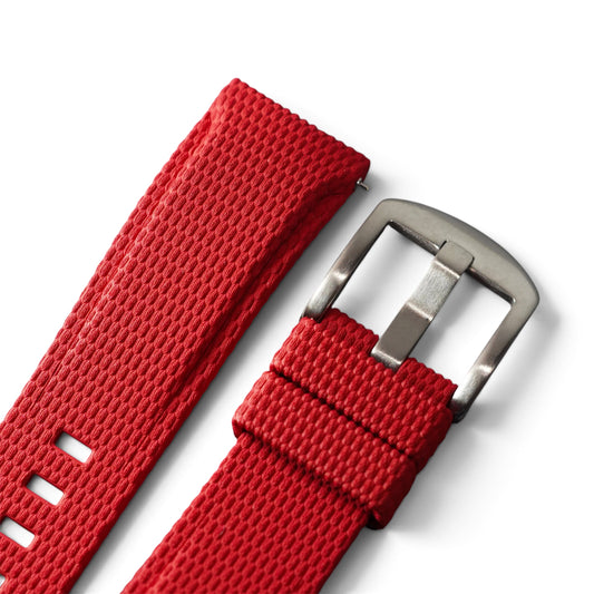 389 - Red Curve end weave FKM Rubber strap
