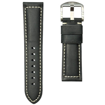 969 - Calf leather strap Matt Black