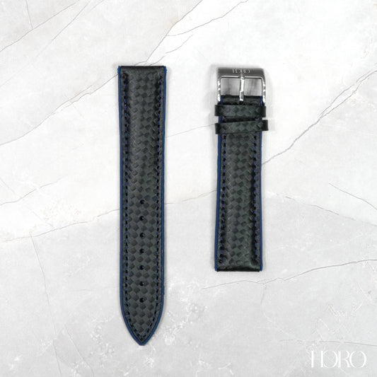 69M - Calf/silicone rubber strap Blue Black