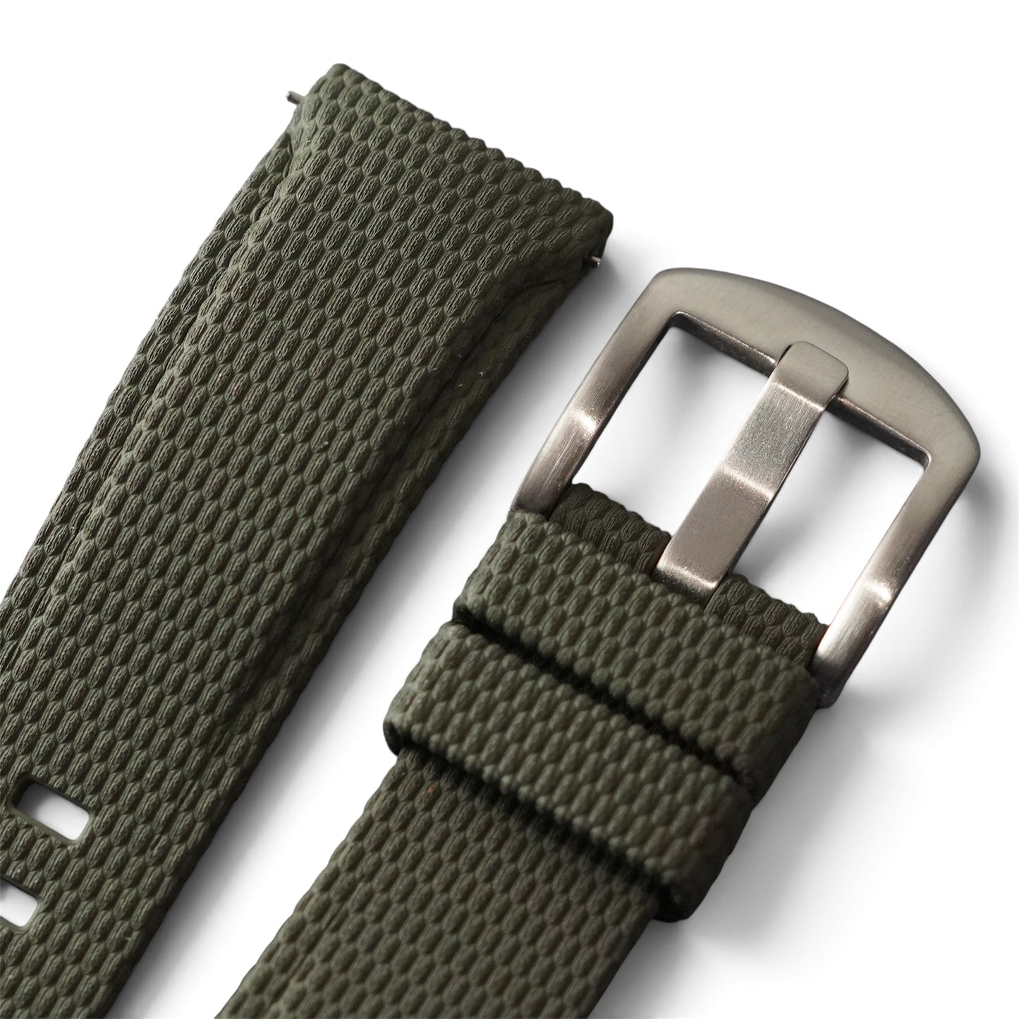 389 - Military green Curve end weave FKM Rubber strap