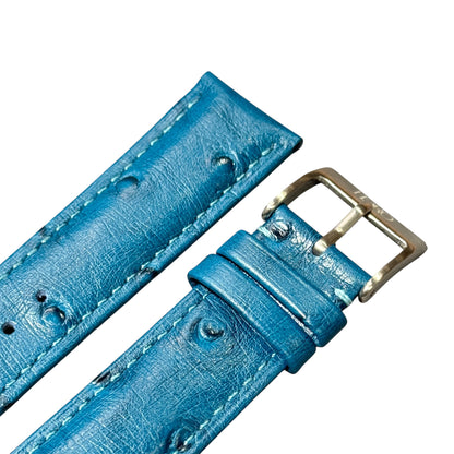 12A -  Blue Ostrich print Genuine Leather strap