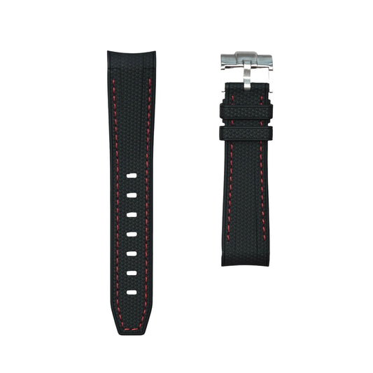 🎁 61M - Rubber strap Black with red stitching (100% off)