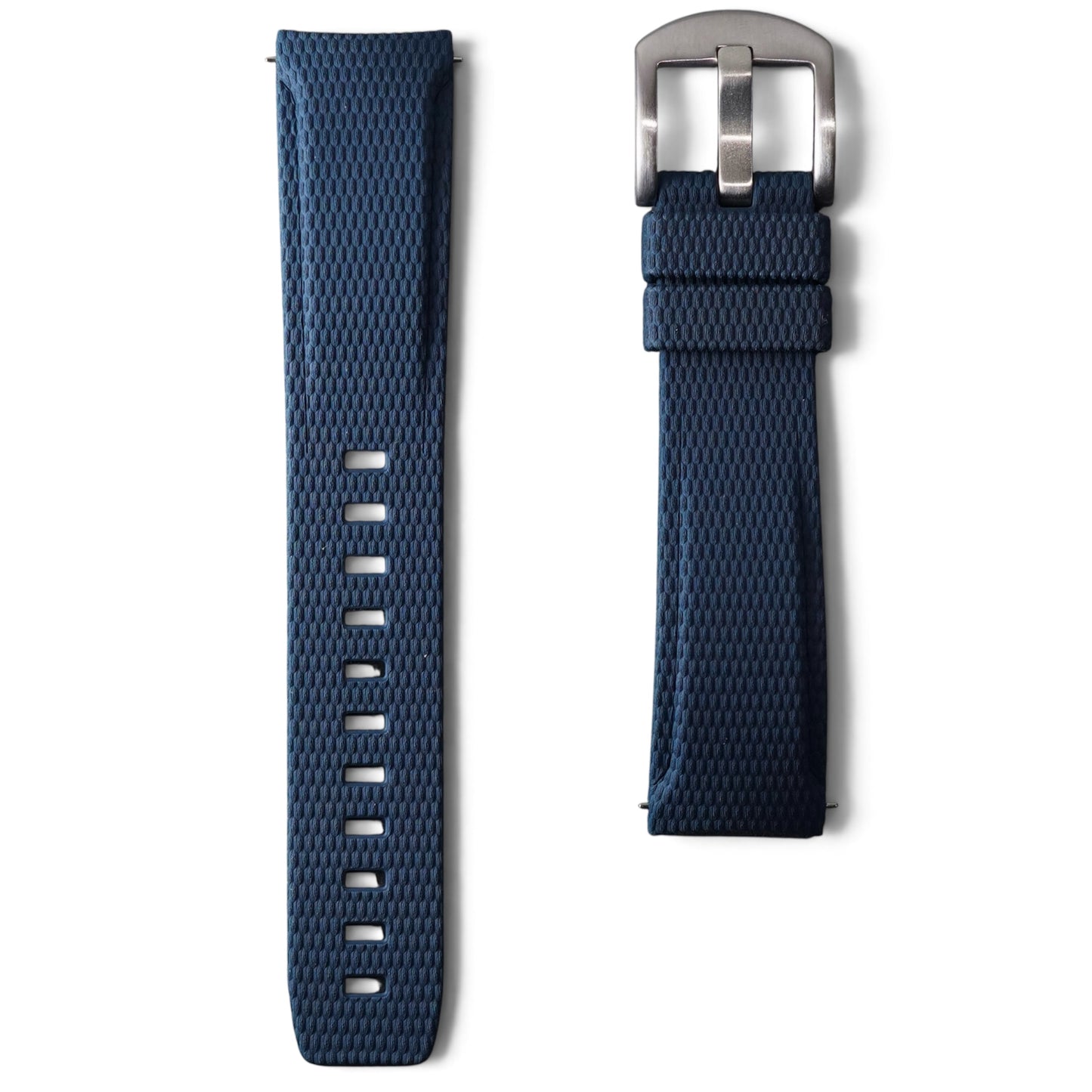 389 - Navy blue Curve end weave FKM Rubber strap