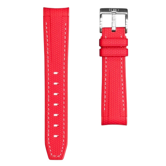 61M - Rubber strap Red with white stitching