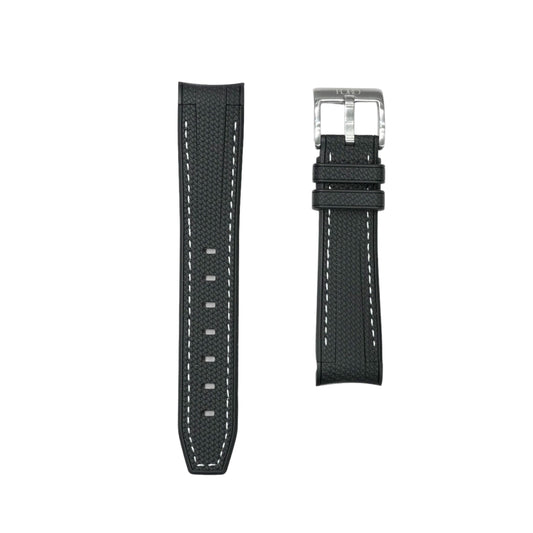 🎁 61M - Rubber strap black with white stitching (100% off)