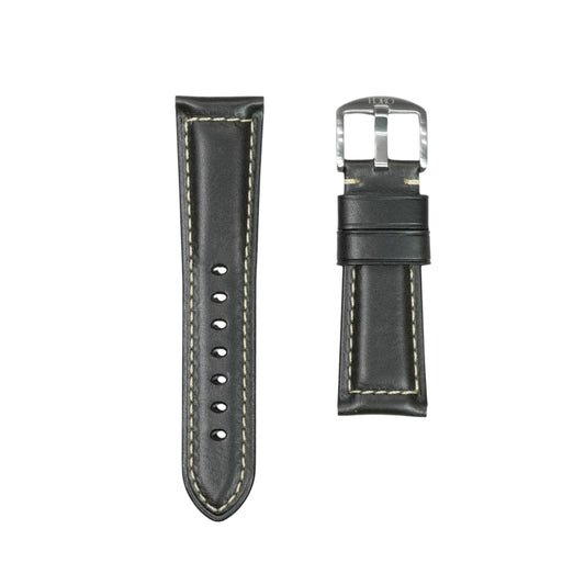969 - Calf leather strap Matt Black